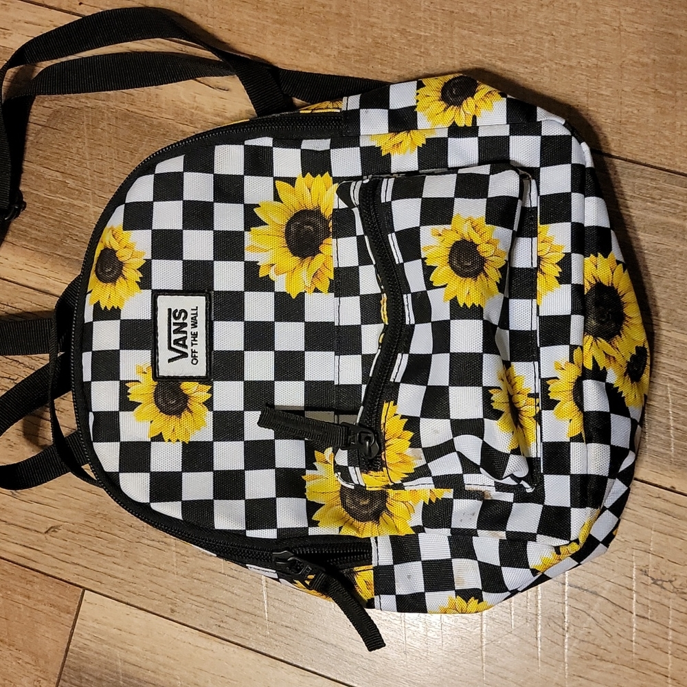 Vans sunflower checked backpack